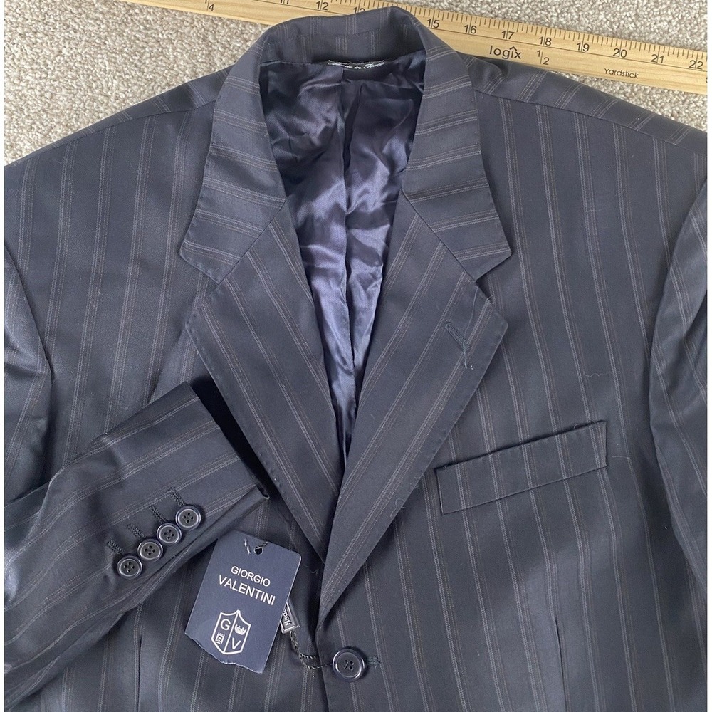 GIORGIO VALENTINI Super Wool 150 Suit Blazer Jacket Striped Blue 42R ITALY NEW